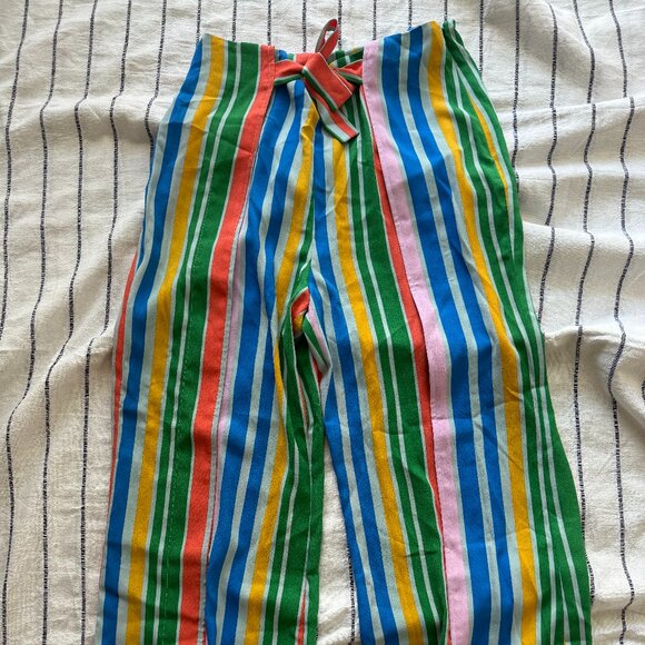 Rainbow Multicolored Pin Stripe Wide Leg Flowy Pant - Picture 2 of 4